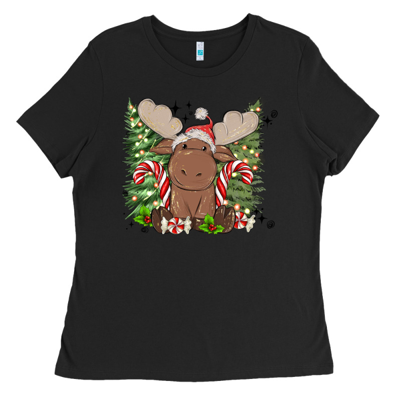 Christmas Reindeer Ladies Tee by MaliasSmallBusiness | Teevron
