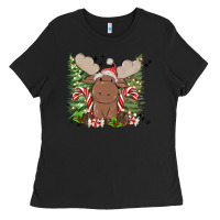Black christmas reindeer Ladies Tee - MaliasSmallBusiness