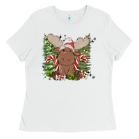 White christmas reindeer Ladies Tee - MaliasSmallBusiness