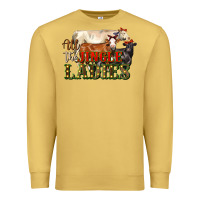 Antique Gold all the jingle ladies christmas cows Premium Sweatshirt - LillyAllenDesigns
