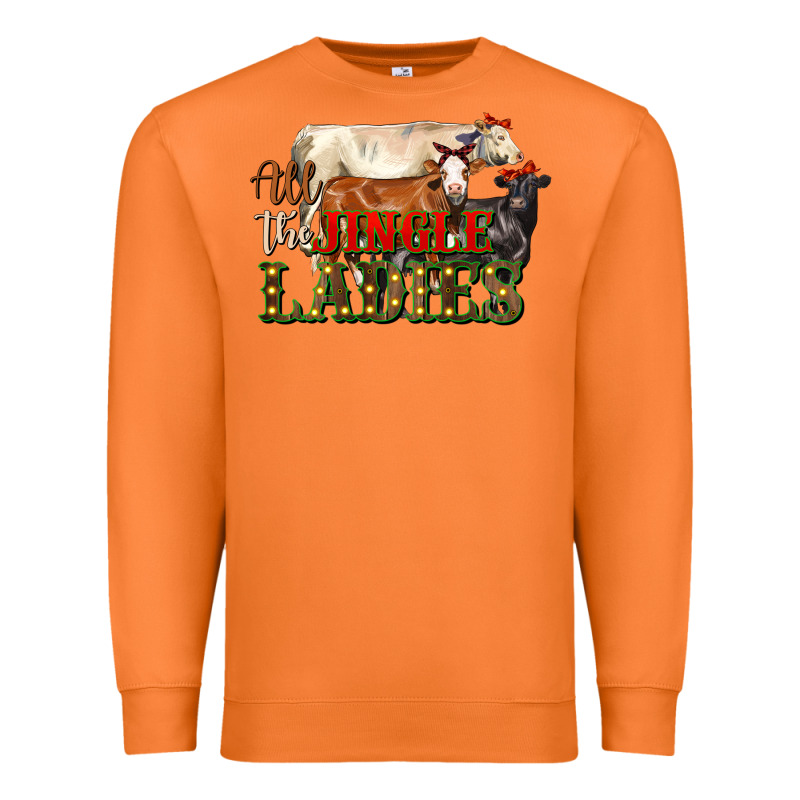 All The Jingle Ladies Christmas Cows Premium Sweatshirt by LillyAllenDesigns | Teevron