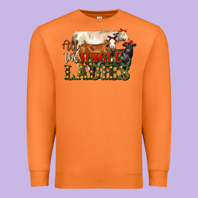 All The Jingle Ladies Christmas Cows Premium Sweatshirt Designed By Lillyallendesigns