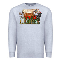 Heather Grey all the jingle ladies christmas cows Premium Sweatshirt - LillyAllenDesigns