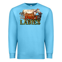 Ocean Blue all the jingle ladies christmas cows Premium Sweatshirt - LillyAllenDesigns