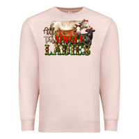 Pale Pink all the jingle ladies christmas cows Premium Sweatshirt - LillyAllenDesigns