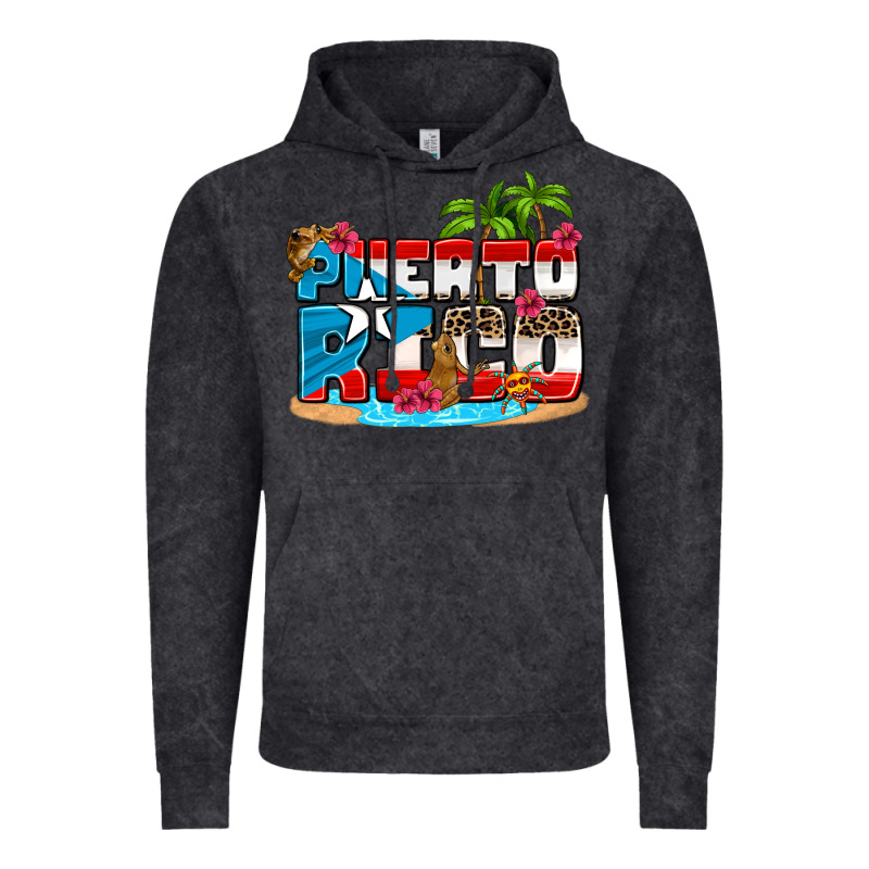 Puerto Rico And Flowers With Frog Vintage Hoodie by AdoDesignShop | Teevron