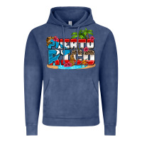 Vintage Denim puerto rico and flowers with frog Vintage Hoodie - AdoDesignShop