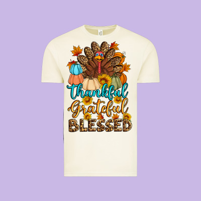 Thankful Grateful Blessed Turkey Vintage Tee Designed By Artiststas
