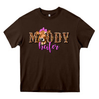 Chocolate Brown moody heifer with leopard tbw Heavy Core Tee - texasbilliewilder