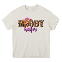 Cream moody heifer with leopard tbw Heavy Core Tee - texasbilliewilder