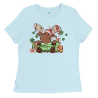 Baby Blue christmas reindeer Ladies Tee - MaliasSmallBusiness