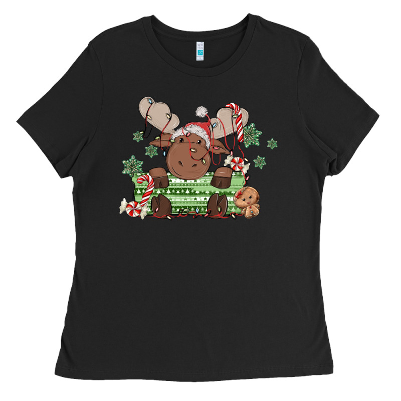 Christmas Reindeer Ladies Tee by MaliasSmallBusiness | Teevron