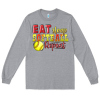 Heather Grey Eat Sleep Softball Repeat Long Sleeve Tee - LillyAllenDesigns