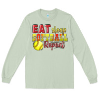 Matcha Eat Sleep Softball Repeat Long Sleeve Tee - LillyAllenDesigns