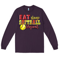 Plum Eat Sleep Softball Repeat Long Sleeve Tee - LillyAllenDesigns