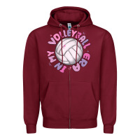 Burgundy in my volleyball era Zipper Hoodie - MaliasSmallBusiness