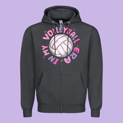In My Volleyball Era Zipper Hoodie Designed By Maliassmallbusiness