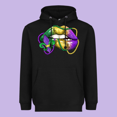 Mardi Gras Lips Heavyweight Hoodie Designed By Lillyallendesigns