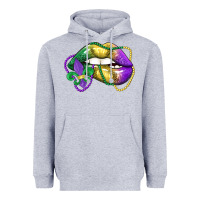 Heather Grey mardi gras lips Heavyweight Hoodie - LillyAllenDesigns