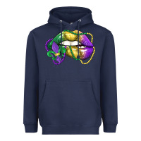 Navy mardi gras lips Heavyweight Hoodie - LillyAllenDesigns