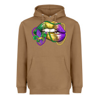 Toasted Coconut mardi gras lips Heavyweight Hoodie - LillyAllenDesigns