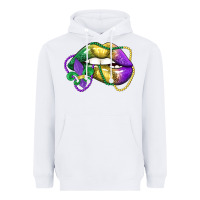 White mardi gras lips Heavyweight Hoodie - LillyAllenDesigns