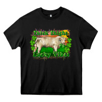 Black Thick Thighs Lucky Vibes Charolais Bull Heavy Core Tee - RanaPortraitStore