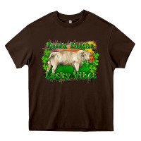 Chocolate Brown Thick Thighs Lucky Vibes Charolais Bull Heavy Core Tee - RanaPortraitStore