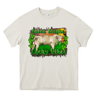 Cream Thick Thighs Lucky Vibes Charolais Bull Heavy Core Tee - RanaPortraitStore