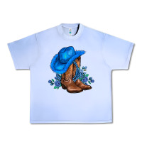 Grape Ice valentines day blue boots cowgirl hat and roses Urban Heavy Tee - AdoDesignShop