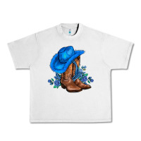 Lunar Rock valentines day blue boots cowgirl hat and roses Urban Heavy Tee - AdoDesignShop
