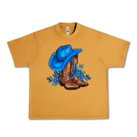 Peanut Butter valentines day blue boots cowgirl hat and roses Urban Heavy Tee - AdoDesignShop