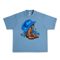 Pebble Blue valentines day blue boots cowgirl hat and roses Urban Heavy Tee - AdoDesignShop