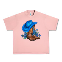 Salmon valentines day blue boots cowgirl hat and roses Urban Heavy Tee - AdoDesignShop
