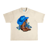 Sandshell valentines day blue boots cowgirl hat and roses Urban Heavy Tee - AdoDesignShop