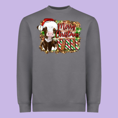 Merry Christmas Y'all Cow Heavyweight Sweatshirt Designed By Artiststas