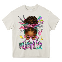 Cream nail hustler afro messy bun Heavy Core Tee - texasbilliewilder