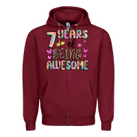 Burgundy 7 years of being awesome Zipper Hoodie - MaliasSmallBusiness