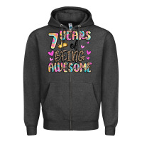 Charcoal Heather 7 years of being awesome Zipper Hoodie - MaliasSmallBusiness