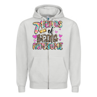 Dove Grey 7 years of being awesome Zipper Hoodie - MaliasSmallBusiness