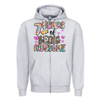 Heather Grey 7 years of being awesome Zipper Hoodie - MaliasSmallBusiness