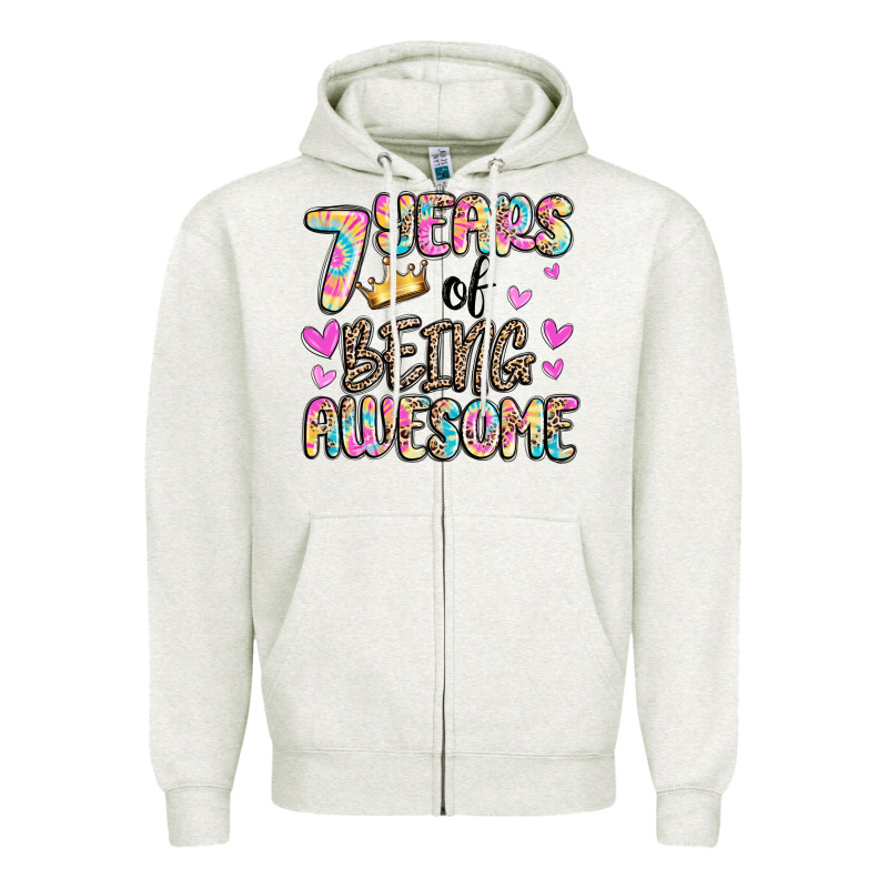 7 Years Of Being Awesome Zipper Hoodie by MaliasSmallBusiness | Teevron