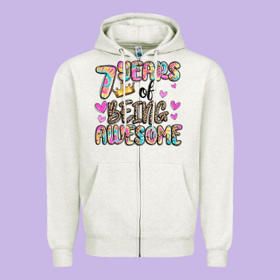 7 Years Of Being Awesome Zipper Hoodie Designed By Maliassmallbusiness