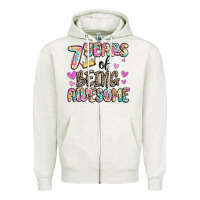 Oatmeal Heather 7 years of being awesome Zipper Hoodie - MaliasSmallBusiness