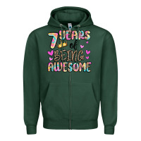 Sports Green 7 years of being awesome Zipper Hoodie - MaliasSmallBusiness