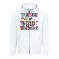 White 7 years of being awesome Zipper Hoodie - MaliasSmallBusiness