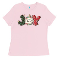 Bubblegum Pink joy to the world Ladies Tee - MaliasSmallBusiness