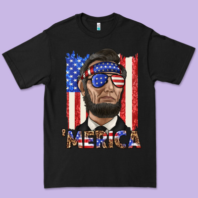 Premium Tee merica with lincoln
