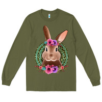 Army Green western leopard and flowers easter bunny Long Sleeve Tee - Jasminsmagicworld