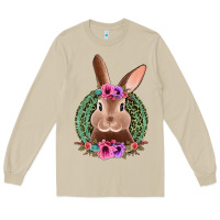 Western Leopard And Flowers Easter Bunny Long Sleeve Tee | Teevron